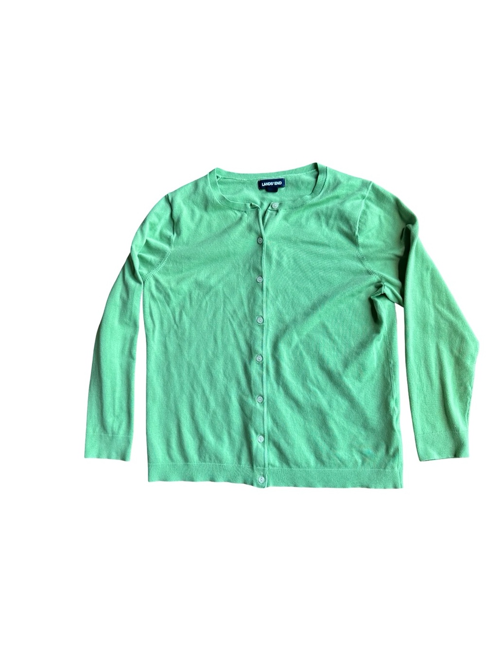 Lands' End Lime Green Green Button-Front Cardigan